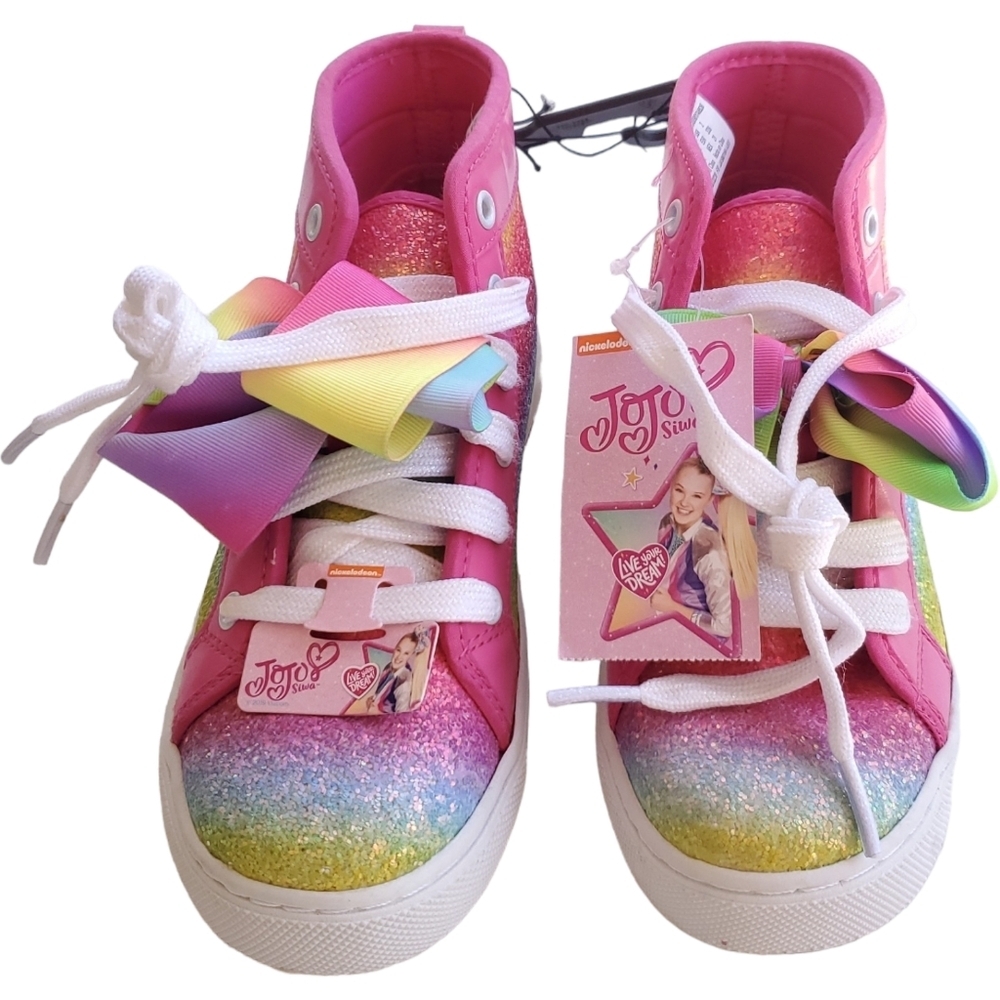 NWT JoJo Siwa Sneakers Pink Rainbow Glitter Girls Size 2